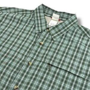 The North Face Shirt Mens Size XXL Green Plaid Short‎ Sleeve Button Down